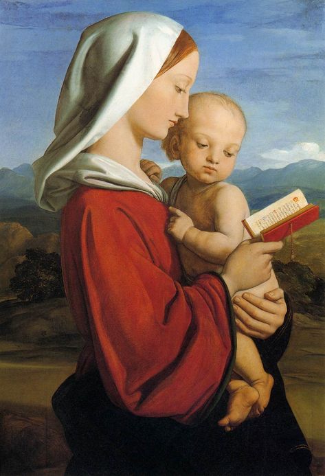 William Dyce, The Madonna and Child, 1845 Royal Collection Trust, An Open Book, Art Sacre, Blessed Mother Mary, Scottish Artists, Pre Raphaelite, Mary And Jesus, Madonna And Child, Blessed Virgin