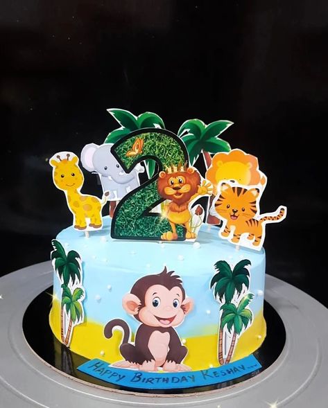 jungle theme cake for 2nd bday #jungletheme#customizedcakes #cakefor2yearsold #cakeofinstagram #cakeofahmedabad #instacake #instabake #instabakers #cakeitbakeit #ahmedabad_instagram #instafoodie #instaboost#instacool #vastral Baby Boy Cake Design, Birthday Cake Boys 2nd, 3rd Birthday Cakes For Boys, Jungle Theme Birthday Cake, Jungle Theme Cake, Jungle Birthday Cakes, Jungle Cakes, Decor Tort, Zoo Cake