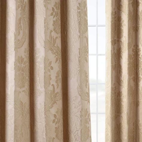 Curtains For Room, Beige Curtains Living Room, Old Hollywood Decor, Cream Drapes, Jacquard Curtains, Faux Silk Curtains, Damask Curtains, Cream Curtains, Beige Curtains