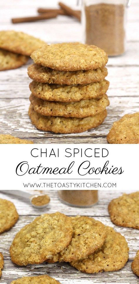 Chai Oatmeal Cookies, Oatmeal Chai Cookies, Oatmeal Spice Cookies, Chakra Foods, Chai Spice Cookies, Cookie Perfection, Spiced Oatmeal, Chai Cookies, Oatmeal Dessert