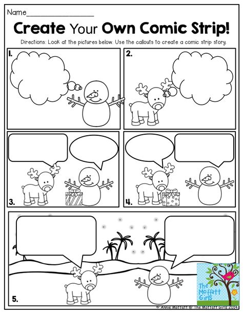 Create Your Own Comic Strip! This is such a FUN way to get second grade students writing creatively! Create Your Own Comic Strip, Create Your Own Comic, School Libraries, Christmas Comics, 2nd Grade Writing, Preschool Bulletin, Christmas Writing, Book Displays, 1st Grade Writing