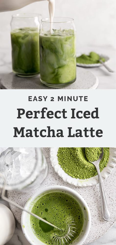 Learn how to make the perfect iced matcha latte! Making a homemade latte couldn't be easier. It's simple to make a healthy refreshing drink that tastes even better than Starbucks. You can use your almond milk, oat milk, or coconut milk for a delicious vegan option. Matcha Latte Recipe, Turmeric Water, Iced Matcha Latte, Matcha Drink, Matcha Recipe, Beverage Recipes, Iced Matcha, Healthy Drink, Dairy Free Milk