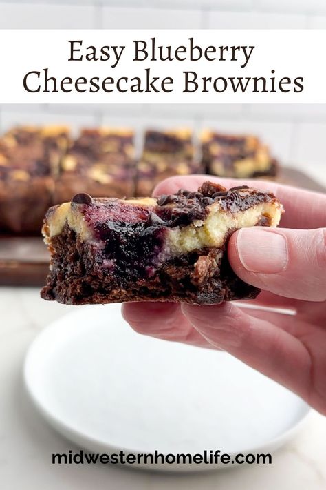 Blueberry Cheesecake Brownies are the most delicious gooey, fudgy brownies topped with a creamy cheesecake layer and a blueberry jam swirl. These delicious blueberry brownies are easy to make, look impressive, and taste like a million bucks! Blueberry Brownies, Blueberry Cheesecake Bars, Cheesecake Layer, Cream Cheese Brownies, Cheesecake Toppings, Brownie Toppings, Blueberry Cream Cheese, How To Make Cheesecake, Easy Blueberry