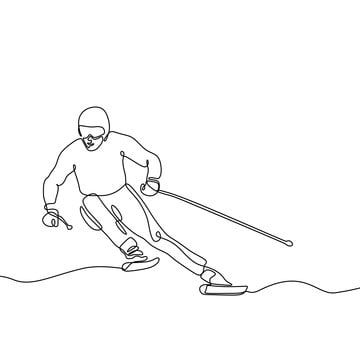 Skiing Tattoo, Henn Kim, Minimal Line Drawing, Travel Clipart, Minimalism Design, Ski Art, Drawing Png, Fabric Postcards, Continuous Line Drawing