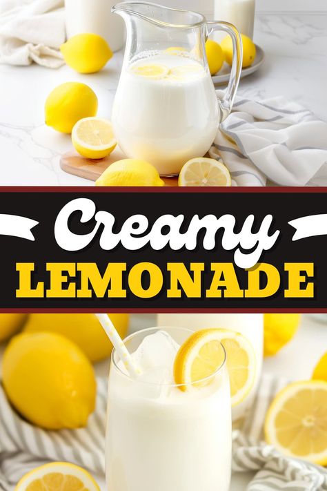 Beat the summer heat with this viral creamy lemonade! It's a refreshing twist on a classic, combining fresh lemons with rich and creamy condensed milk. Creamy Lemonade Recipe, Mexican Lemonade, Fresh Lemonade Recipe, Creamy Lemonade, Simple Drinks, Healthy Lemonade, Brazilian Lemonade, Lemon Skin, Pineapple Lemonade