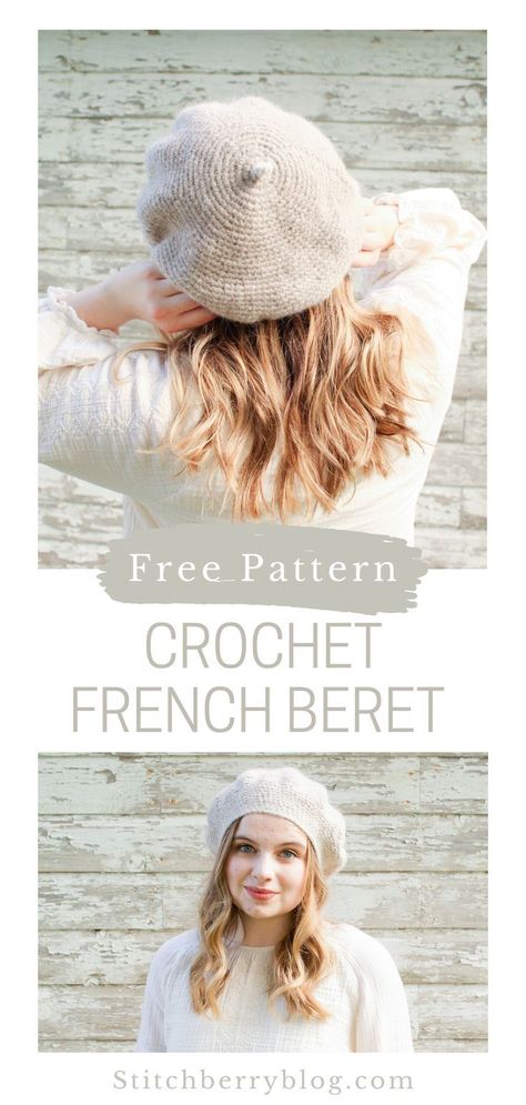 Burette Crochet Hat, Crochet Pie Beret, Granny Square Beret Pattern, Free Crochet Beret Hat Patterns, Beret Hat Knitting Pattern, Quick Crochet Clothing, Beret Hat Crochet Pattern, Crochet Modern Clothes, Beret Hat Pattern Free