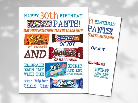 30th Birthday Candy Poster Printable Party Decor Candy Gram Sign 30th Birthday Ideas Candy Sign Funny Birthday Gift for Son Daughter Friend 40th Birthday Candy Poster, Birthday Candy Grams, Birthday Candy Poster, Gf Deserts, 30th Birthday Sign, Candy Bar Poster, Candy Messages, Nanny Ideas, Birthday Survival Kit