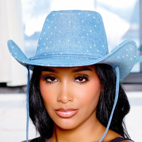 New Stylish Blue Denim Cowboy Hat With Star Pattern. Perfect For Casual Wear Denim Cowboy, Star Pattern, Cowboy Hat, Star Patterns, Cowboy Hats, Women Fashion, Blue Denim, Casual Wear, Cowboy