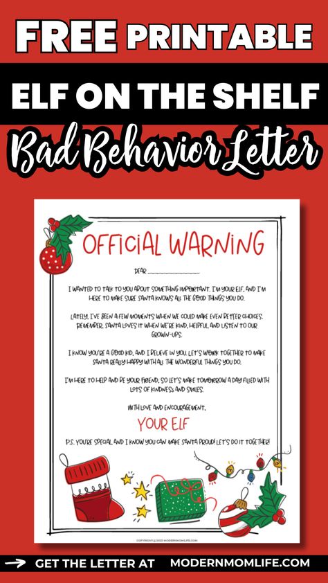 Looking for a free printable Elf on the Shelf Bad Behavior letter? Check out our website for a clever way to encourage good behavior.#ElfonShelf #Elf #Elfprintables #Holidayprintables #Freeprintables Notes From Elf On The Shelf Bad Behavior, Elf Not Coming Bad Behavior, Elf Letters To Kids Bad Behavior, Letter From Elf When Kids Are Bad, Letter From Elf On The Shelf Behavior, Elf On Strike For Bad Behavior Printable, Elf Behavior Warning, Elf Warning For Bad Behaviour, Elf On The Shelf Warning Letter