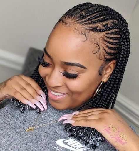 Cornrow Bob with Beads Two Cornrow Braids, Different Braid Styles, Twist Cornrows, Tan Skin Blonde Hair, Cornrow Ponytail, Hairstyles Theme, Different Braids, Braiding Styles, Amazing Hairstyles