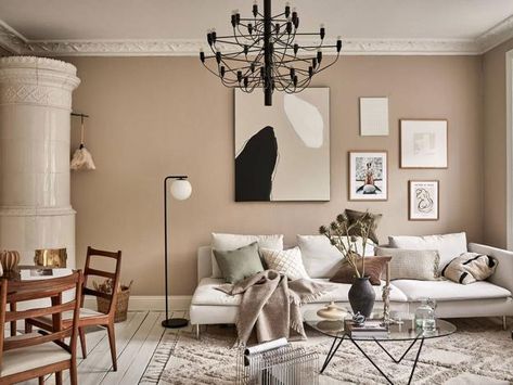 Modern Living Room Beige, Modern Living Room Colors, Room Decor White, Scandinavian Style Bedroom, Modern Bedroom Colors, Brown Living Room Decor, Wall Color Combination, White Furniture Living Room, Beige Living Rooms