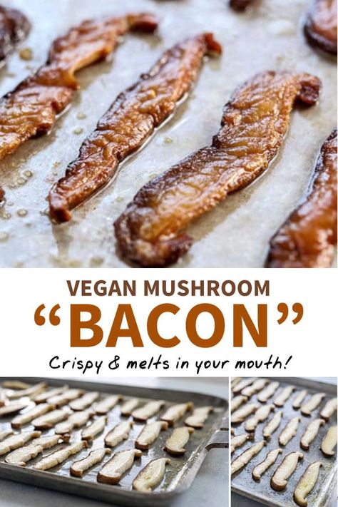 Resep Vegan, Mushroom Bacon, Vegan Mushroom, Vegan Bacon, Tofu Scramble, Food List, Vegan Cooking, Vegan Dinner Recipes, Vegan Foods