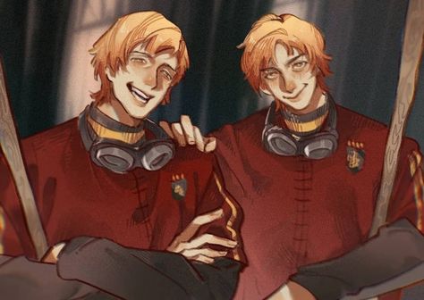 George Weasley Fan Art, Weasley Twins Fanart, Weasley Sweater, Sweater Ornaments, Fred And George, Harry Potter Feels, Fred And George Weasley, Desenhos Harry Potter, Harry Potter Artwork