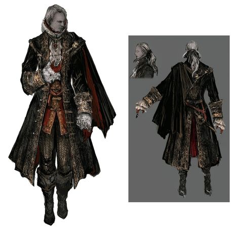 Male Knight's Attire from Bloodborne Bloodborne Outfits, Bloodborne Concept Art, Bloodborne Art, Armor Clothing, Dark Souls 3, Concept Art Character, Bloodborne, Fantasy Armor, Soul Art