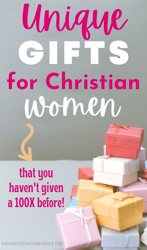 Pile of gifts with text "unique gifts for Christian women - that you haven't given a 100X before!" Yw Birthday Gifts 2024, Pillow Gifts For Womens Retreat, Women Friend Gifts, Gifts For Confirmation, Faith Gifts Ideas, Agape Gifts For Women, Women’s Retreat Gift Bags, Christmas Gifts For Christian Women, Beauty Gifts For Women