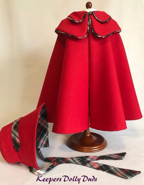 American Girl Doll Costumes, Bonnet Pattern, Doll Clothes Pattern, Doll Clothes Patterns Free, American Girl Doll Clothes Patterns, Sewing Doll Clothes, Wool Cape, Clothes Pattern