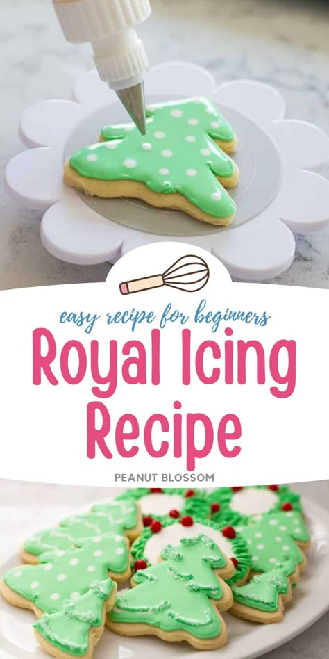 Easy Royal Icing Recipe Easy Sugar Cookie Designs, Decorating Icing Recipe, Best Royal Icing Recipe, Easy Royal Icing, Cookie Frosting Recipe, Royal Frosting, Easy Royal Icing Recipe, Beginner Baker, Frosting Recipes Easy