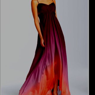 Purple & orange ombre dress.    This would be great to do to a white dress using overdye techniques Sunset Formal Dress, Orange And Purple Bridesmaid Dresses, Orange And Purple Dress, Ombre Purple Dress, Sunset Ombre Bridesmaid Dresses, Red Ombre Dresses, Dark Purple Ombre Prom Dress, Black And Purple Ombre Dress, Purple Ombre Dress Gowns