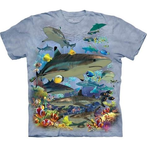 Mountain Shirts, Mountain Tee, Sharks For Kids, Reef Shark, Shark Fishing, Mountain Tshirt, Mountain Shirt, Shark T Shirt, Bold Art