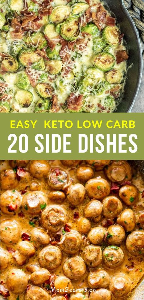 I’ve selected 20 keto side dishes that are full of good nutrients. You’ll see cauliflower, zucchini, broccoli, asparagus, and spaghetti squash on here. #ketorecipes #lowcarb #ketosidedishes #sidedishes Carb Side Dishes, Cauliflower Zucchini, Zucchini Broccoli, Low Carb Side, Keto Side, Vegetable Side Dishes Recipes, Low Carb Sides, Low Carb Side Dishes, Side Dishes Recipes