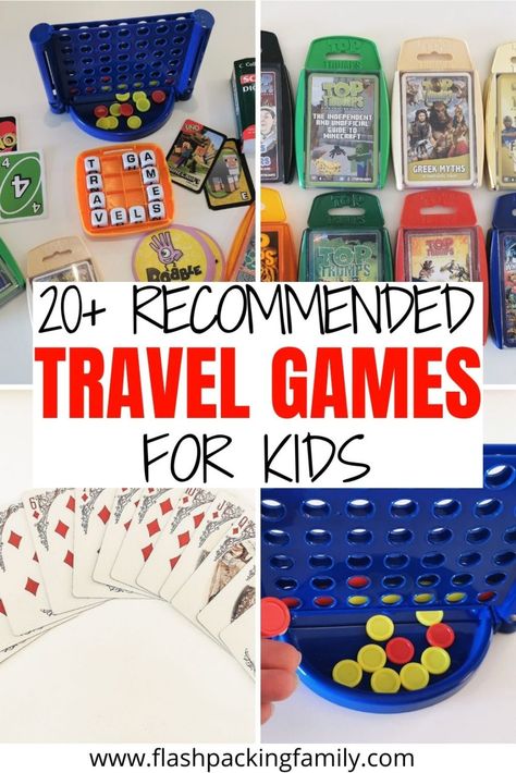 Going on a trip and looking to keep the kids entertained on the flight, in the car or hotel room? These are our go-to travel games for kids including travel board games, car travel games, free travel games and more. Travel games for the car | travel games for adults | travel games for kids car | travel games for kids airplane | travel games for toddlers | travel games for teens Diy Travel Games For Adults, Travel Board Games, Hotel Games For Kids, Flight Activities For Kids, Car Games For Teens, Road Trip Activities For Teens, Travel Games For The Car, Pouch Games, Road Trip Games For Teens