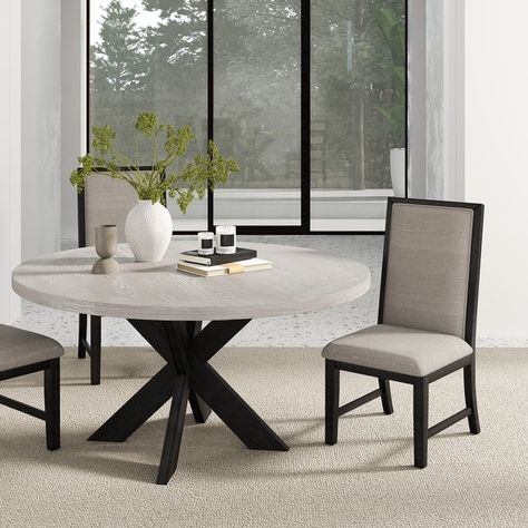 Roundhill Furniture Gates Round Dining Table, Gray - On Sale - Bed Bath & Beyond - 40419505 Dining Table Gray, Gray Bed, Grey Bedding, Furniture Outlet, Outlet Store, Furniture Outlet Stores, Round Dining, Round Dining Table, Online Furniture