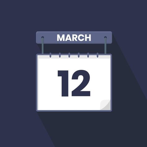 12th March calendar icon. March 12 calendar Date Month icon vector illustrator March Calendar, Date Month, Calendar Icon, Daily Calendar, Calendar Date, Medical Design, Monthly Calendar, Singles Day, Book Title