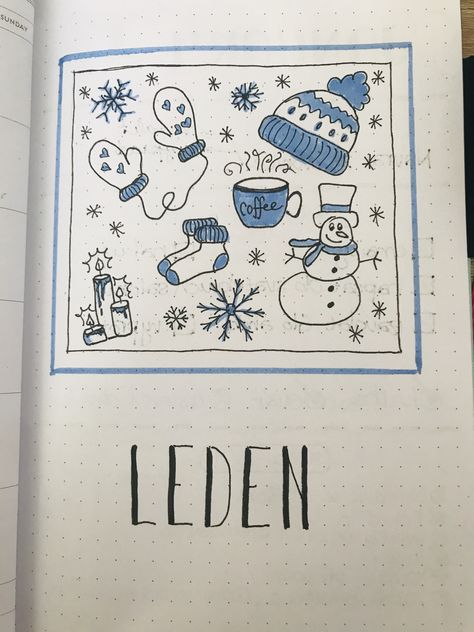 January Doodles, Winter Bujo, Draw Your Day, Diary Doodles, Calendar Doodles, Bullet Journal 2020, Page Decoration, Sketch Journal, Christmas Calendar