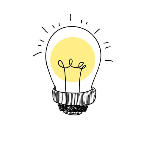 Doodle Motivation, Light Bulb Doodle, Bulb Doodle, Bulb Illustration, Holding Hands Drawing, Light Bulb Icon, Desain Editorial, 수채화 그림, Doodle Illustration