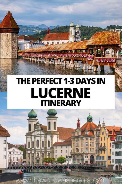 This Lucerne itinerary is perfect for those planning up to 3 days exploring this beautiful Swiss city! Zermatt Switzerland Summer, Switzerland Summer, Switzerland Itinerary, Switzerland Vacation, Places In Switzerland, Swiss Travel, Lucerne Switzerland, Perfect Itinerary, Switzerland Travel