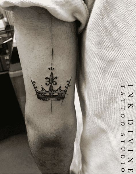 Masculine Crown Tattoo, Upside Down Crown Tattoo, Crown Arm Band Tattoo, Crown Chest Tattoo Men, 3 Point Crown Tattoo, Crown Tattoo Design Men, Crown Tattoos Men, Crown Shoulder Tattoo, Mens Crown Tattoo