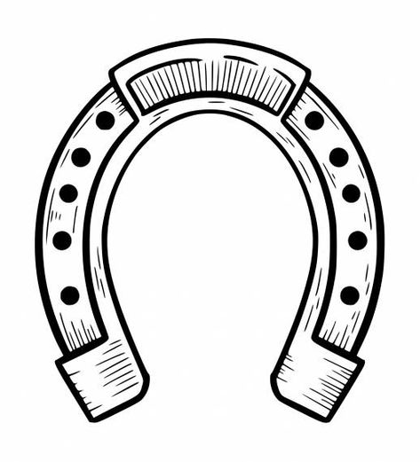 Horseshoe Sketch, Horseshoe Art Drawing, Horseshoe Traditional Tattoo, Horse Shoe Outline, Horshoe Tatoos, Horseshoe Stencil, Horseshoes Tattoo, Horse Shoe Tattoo Design, Horseshoe Tattoo Design