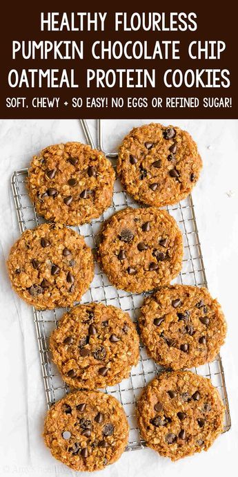 Protein Oatmeal Cookies, Pumpkin Protein Cookies, Best Pumpkin Cookies, Oatmeal Protein Cookies, Low Calorie Pumpkin, Pumpkin Cookies Healthy, Pumpkin Cookies Easy, Oatmeal Protein, Pumpkin Oatmeal Cookies