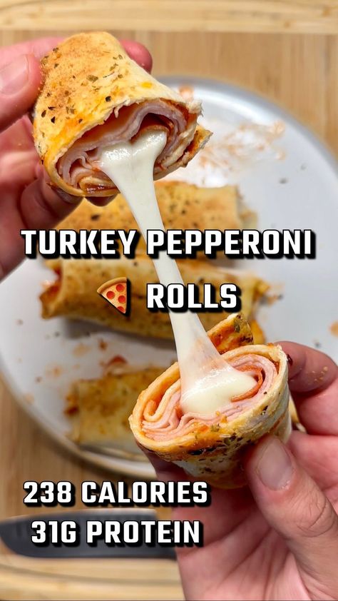 Karim Saad | EASY High Protein Turkey Pepperoni Pizza Rolls 🤯 (recipe 👇🏽) You can also meal prep these and freeze them for a quick snack! 😇 🚨1:1... | Instagram Low Cal Tortilla, Turkey Pepperoni Recipes, Turkey Slices, Pepperoni Pizza Rolls, Pepperoni Recipes, Protein Pizza, Pepperoni Rolls, Digital Cookbook, Turkey Pepperoni