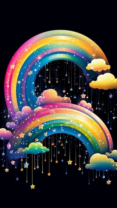 Creative Rainbow Art, Black Rainbow Wallpaper Aesthetic, Cute Wallpapers Rainbow, Rainbow Background Wallpapers, Cute Wallpapers For Phone Beautiful Wallpaper Backgrounds, Neon Rainbow Wallpaper, Eleanor Wallpaper, Rainbow Art Aesthetic, Rainbow Black Background