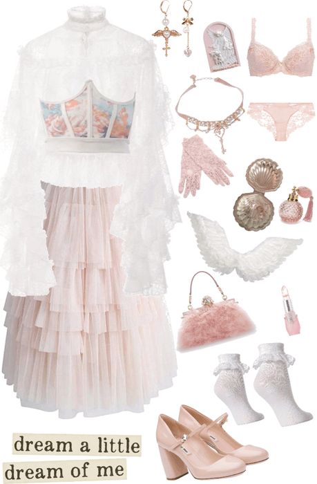 Angelcore Outfits Aesthetic, Heavenly Aesthetic Outfit, Skycore Outfits, Cloud Core Aesthetic Outfits, Angel Clothes Aesthetic, Auroracore Outfits, Cloudcore Aesthetic Outfits, Starflesh Outfit, Starflesh Core Aesthetic Outfits