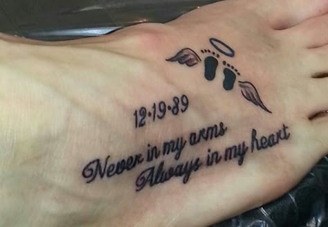 RIP unborn baby tattoo Rip Baby Tattoos, Tattoo For Lost Baby, Lost Baby Tattoo, Unborn Baby Quotes, Serious Tattoos, Baby Tattoo Ideas, Footprint Tattoos, Baby Memorial Tattoos, Baby Angel Tattoo