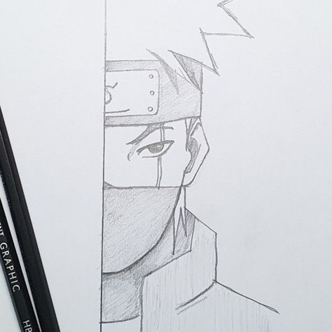 Kakashi Drawing Easy Step By Step, Easy Naruto Drawings For Beginners, Easy Anime Drawings For Beginners Cute, How To Draw Kakashi Step By Step, Kakashi Drawing Pencil, Naruto Drawings Easy Step By Step, Easy Anime Sketches For Beginners, How To Draw Kakashi, Anime Half Face Drawing