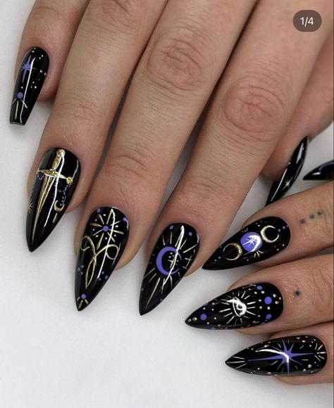 Diy Valentine's Nails, Mystic Nails, Nails Biab, Cosmic Nails, Stiletto Nails Short, Witch Nails, Witchy Nails, Romantic Nails, Green Nail Designs