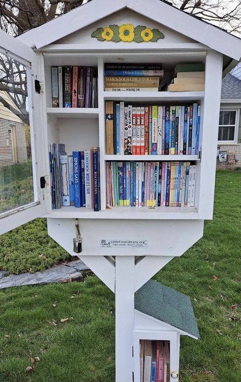 Community Library Boxes, Lucien Freud, Little Free Library Plans, Street Library, Library Plan, Eagle Project, Library Cabinet, Library Inspiration, Lending Library