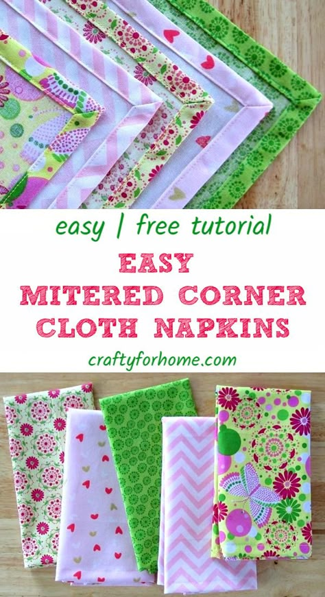 Sew Napkins, Easter Sewing, Simple Sewing Tutorial, Granny Gifts, Spring Sewing, Fabric Napkins, Easy Handmade, Simple Sewing, Sew Ins