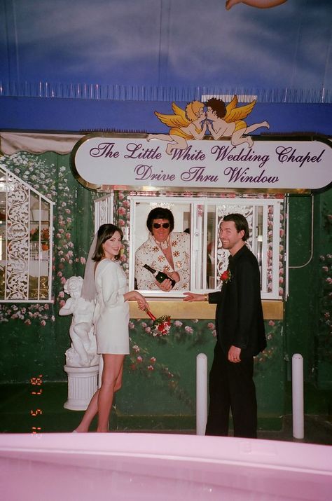 White Wedding Chapel, Vegas Photography, 35mm Film Wedding, Elvis Wedding, Las Vegas Wedding Photos, Vegas Wedding Photos, Las Vegas Wedding Photography, Vegas Wedding Chapel, Married In Vegas