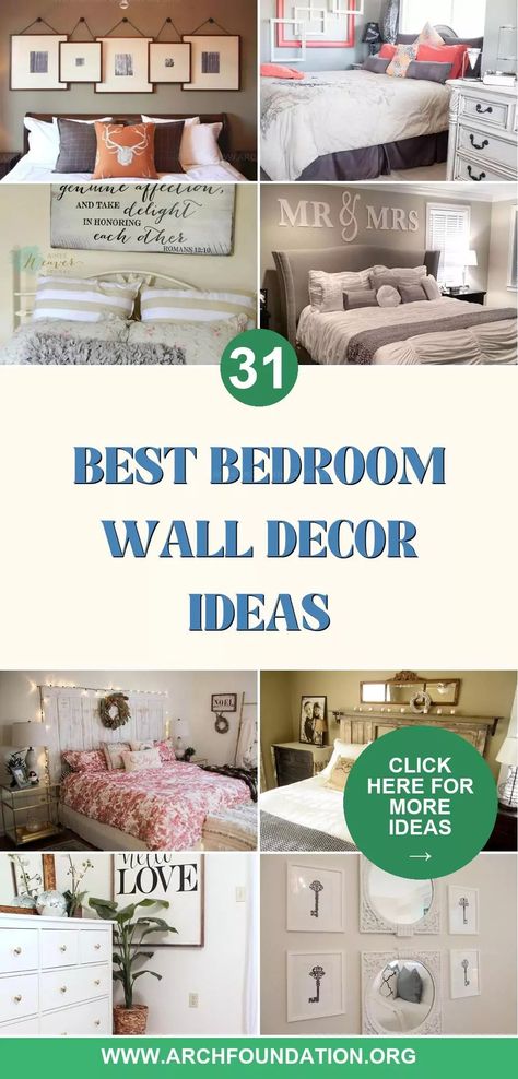 31 Classy Bedroom Wall Decor Ideas to Transform Your Space Wall Filler Ideas Bedroom, Above Headboard Decor Ideas, Classy Wall Decor, Above Headboard Decor, Decorating Bedroom Walls, Bedroom Ideas Indie, Bedroom Picture Frames, Indie Bedroom Ideas, Teen Girl Bedrooms Ideas