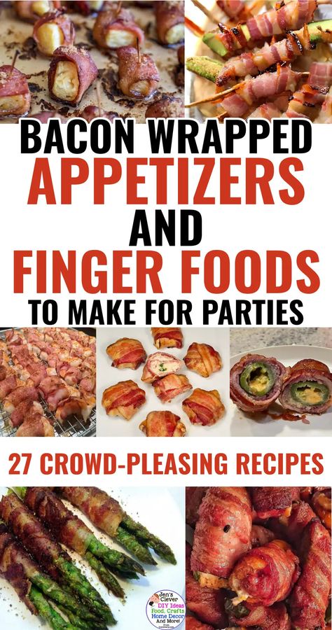 Bacon Wrapped Snacks, Good Appetizers, Wrapped Appetizers, Bacon Wrapped Meatballs, Best Potluck Dishes, Easy Finger Foods, Bacon Wrapped Appetizers, Foods To Make, Bacon Appetizers