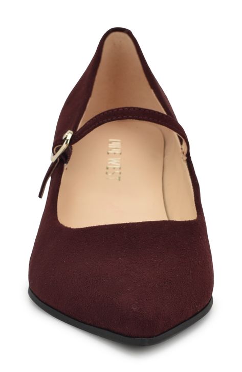 A pointy toe elongates this sleek pump that's lofted by a blocky heel and secured with a mary jane strap. 1 3/4" heel  Synthetic upper, lining and sole Imported Wide Width Heels, Classic Slippers, Burgundy Shoes, Mary Jane Pumps, Flip Flop Slippers, Mary Jane Heels, Ugg Classic, Low Block Heels, Designer Crossbody Bags