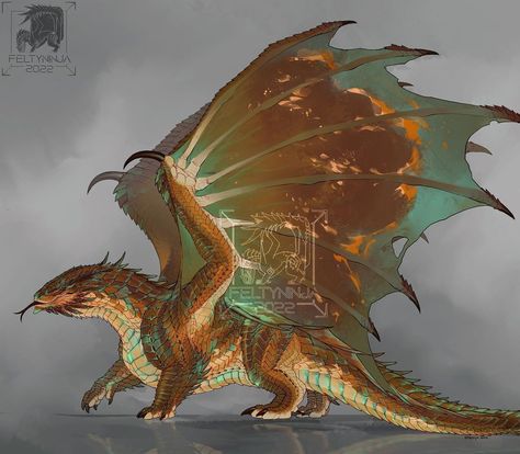 Drake Dragon Concept Art, Copper Dragon Art, Topaz Dragon Dnd, Copper Dragon Aesthetic, Dwarven Airship, Copper Dragon Dnd, Dnd Dragon Art, Copper Dragonborn, Amber Dragon