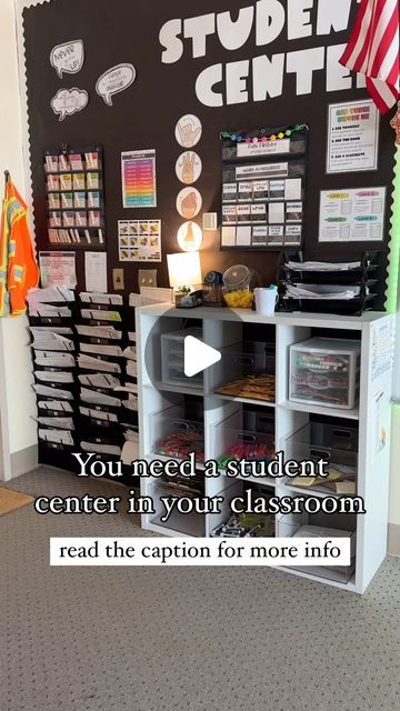 Student Supply Station Classroom, Male Elementary Teacher Classroom, Student Supply Center, Student Center In Classroom, Classroom Whiteboard Organization, Teacher Desk Area Classroom Setup, Teacher Desk Areas, Whiteboard Organization, Library Orientation