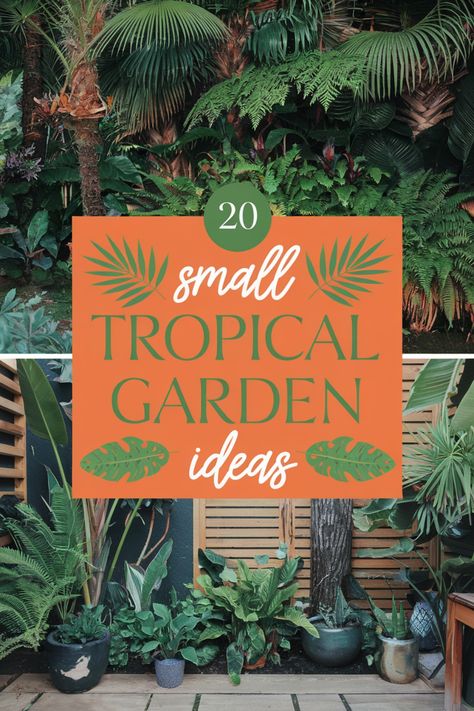 20 small tropical garden ideas surrounded by lush green plants. Small Tropical Garden Ideas, Stunning Landscaping, Tropical Garden Ideas, Small Tropical Gardens, Tropical Patio, Tiny Balcony, Tropical Garden Design, Small Water Features, Side Yards