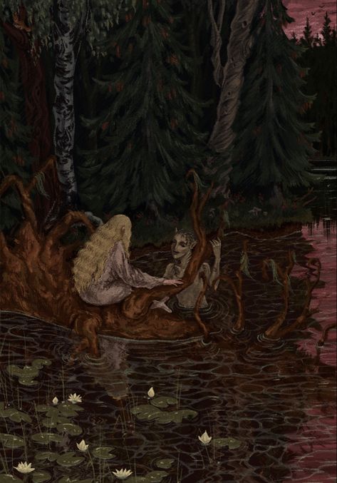 Mermaid Folklore Art, Classical Witch Art, Vintage Fairytale Art Wallpaper, Scottish Folklore Art, Slavic Witchcraft Aesthetic, Lavestalu Art, Witchcore Aesthetic Wallpaper, Fairytale Illustration Vintage, Witchcore Wallpaper