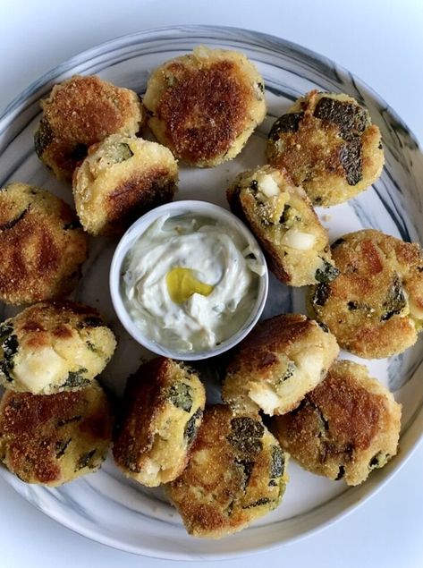 Soutzoukakia Recipe, Crispy Spinach, Greek Zucchini, Zucchini Egg, Mediterranean Meatballs, Feta Pie, Italian Zucchini, Zucchini Meatballs, Hungry Happens